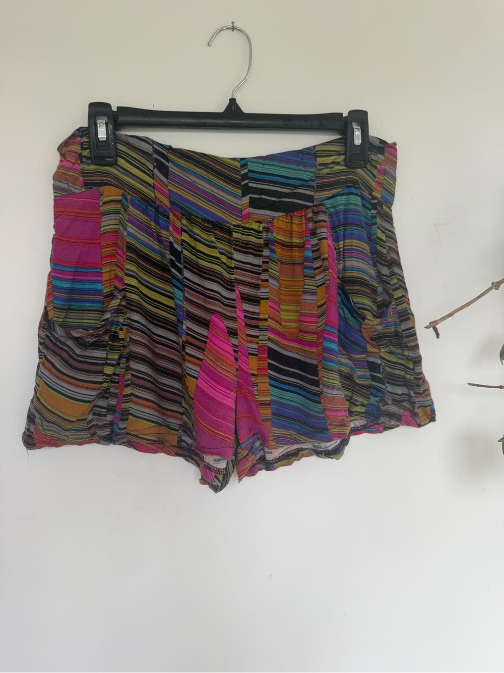 Lily White Rainbow Striped High Waist Shorts